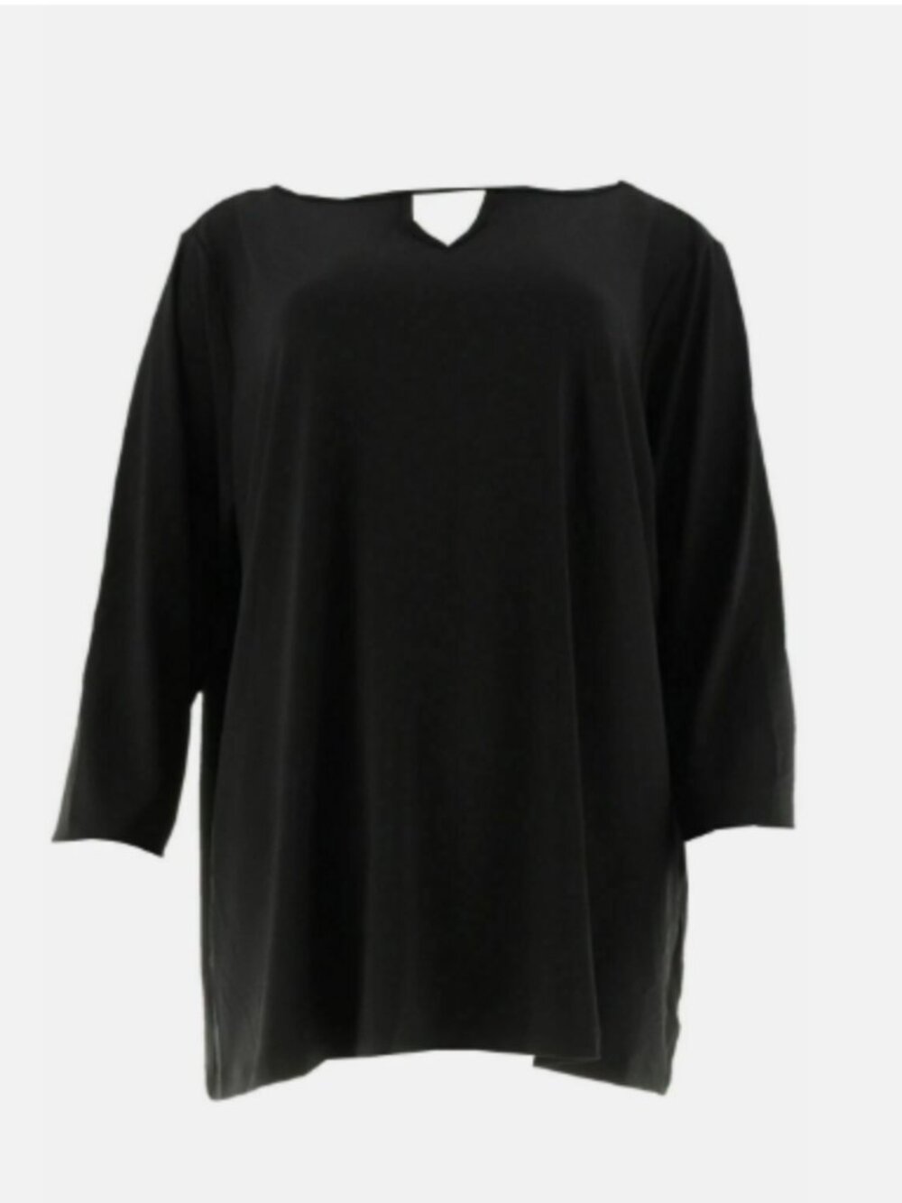 Joan Rivers Jersey Knit Tunic with Keyhole Neckline-Black-XS-A302756-NEW